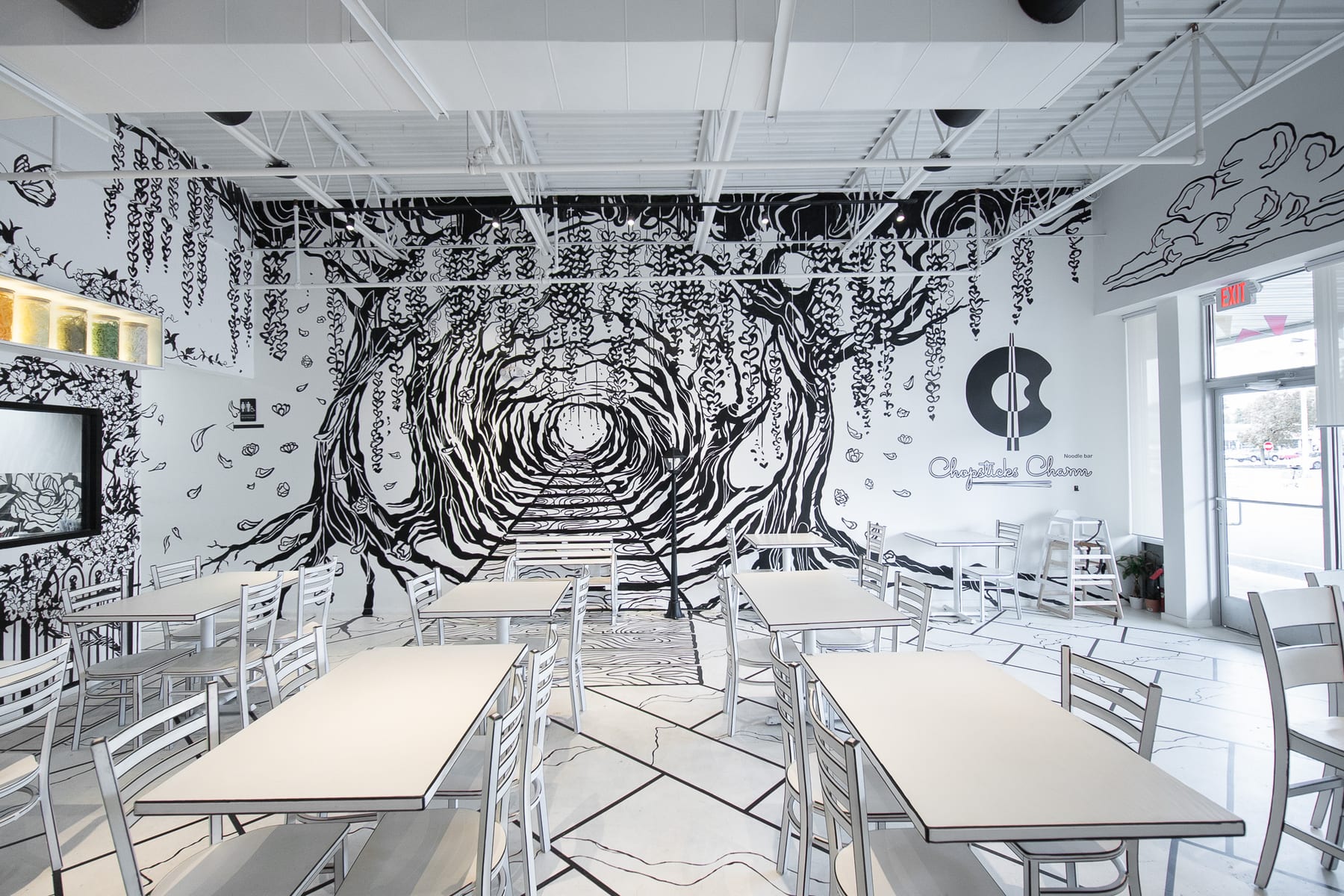Chopsticks Charm Noodle Bar in Edison, New Jersey, interior view 3, designed by Zelta Design