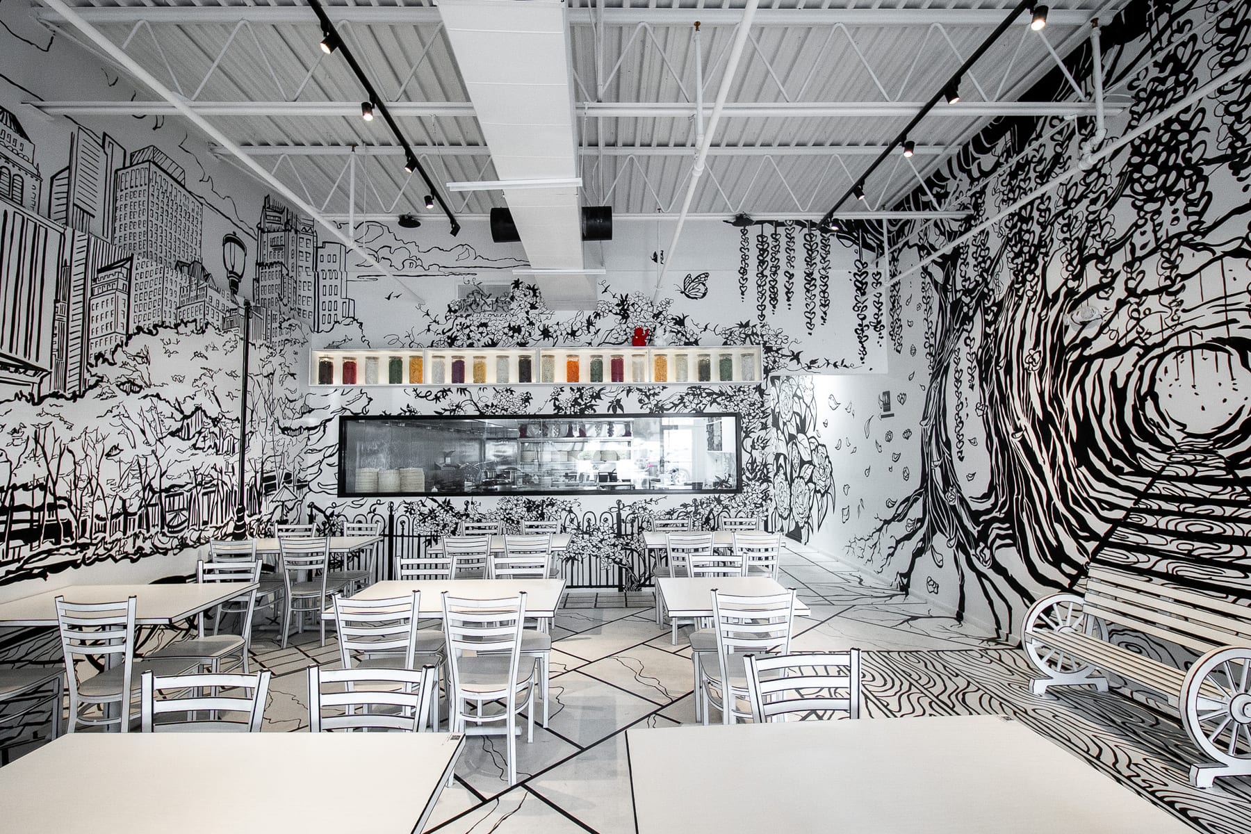 Chopsticks Charm Noodle Bar in Edison, New Jersey, interior view 5, designed by Zelta Design