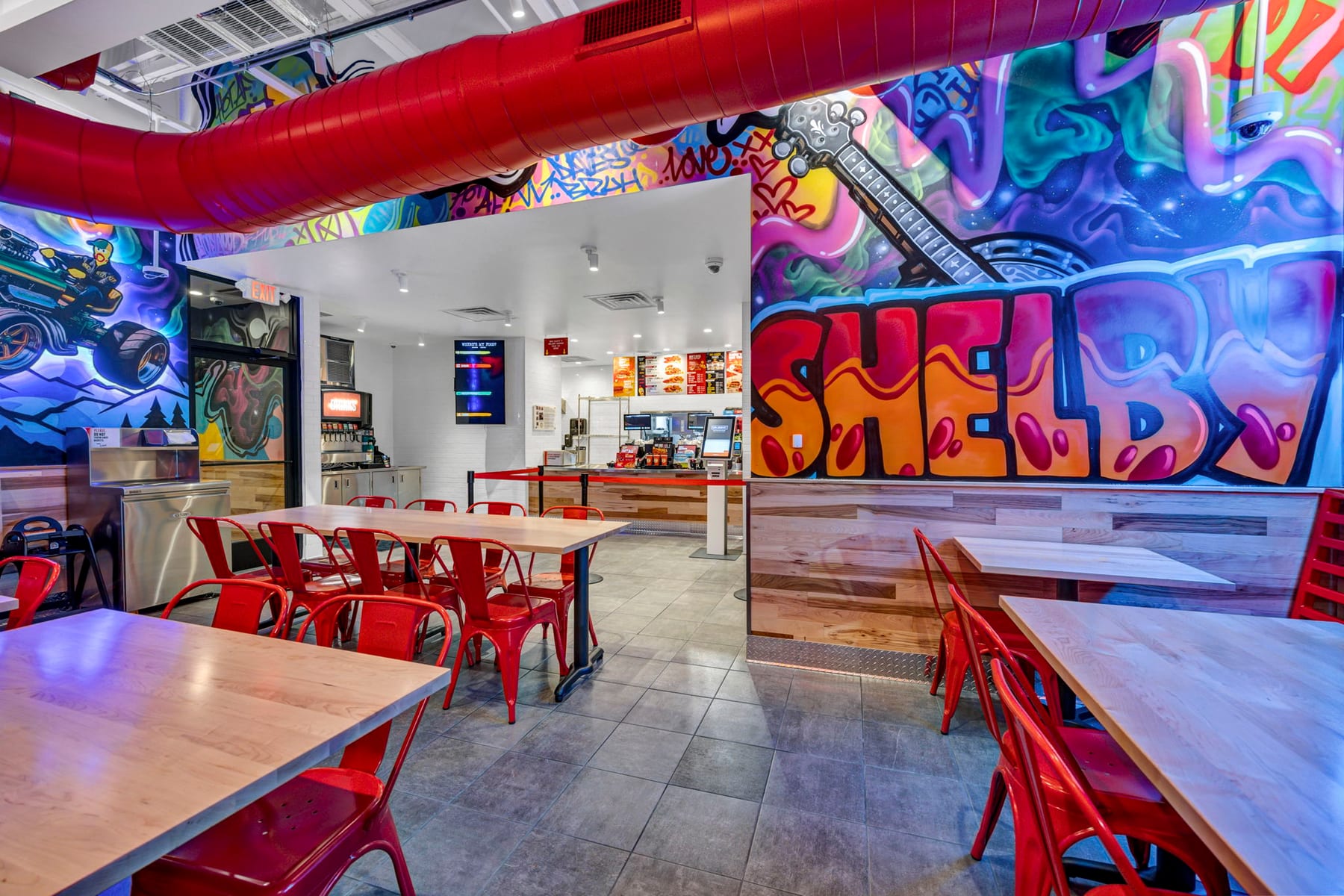 Dave's Hot Chicken in Shelby, North Carolina, interior view 2, designed by Zelta Design