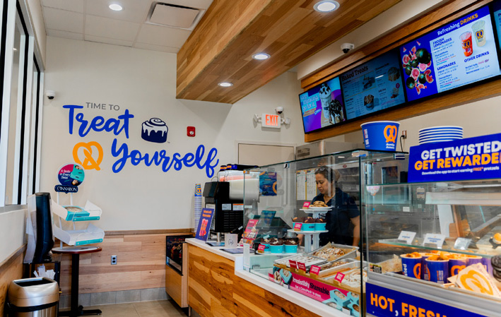 Dunkin' / Auntie Anne's / Cinnabon in West Orange, New Jersey, interior view 2, designed by Zelta Design