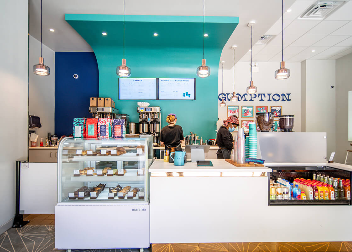 Gumption Coffee in Flatiron District, New York, interior view 3, designed by Zelta Design