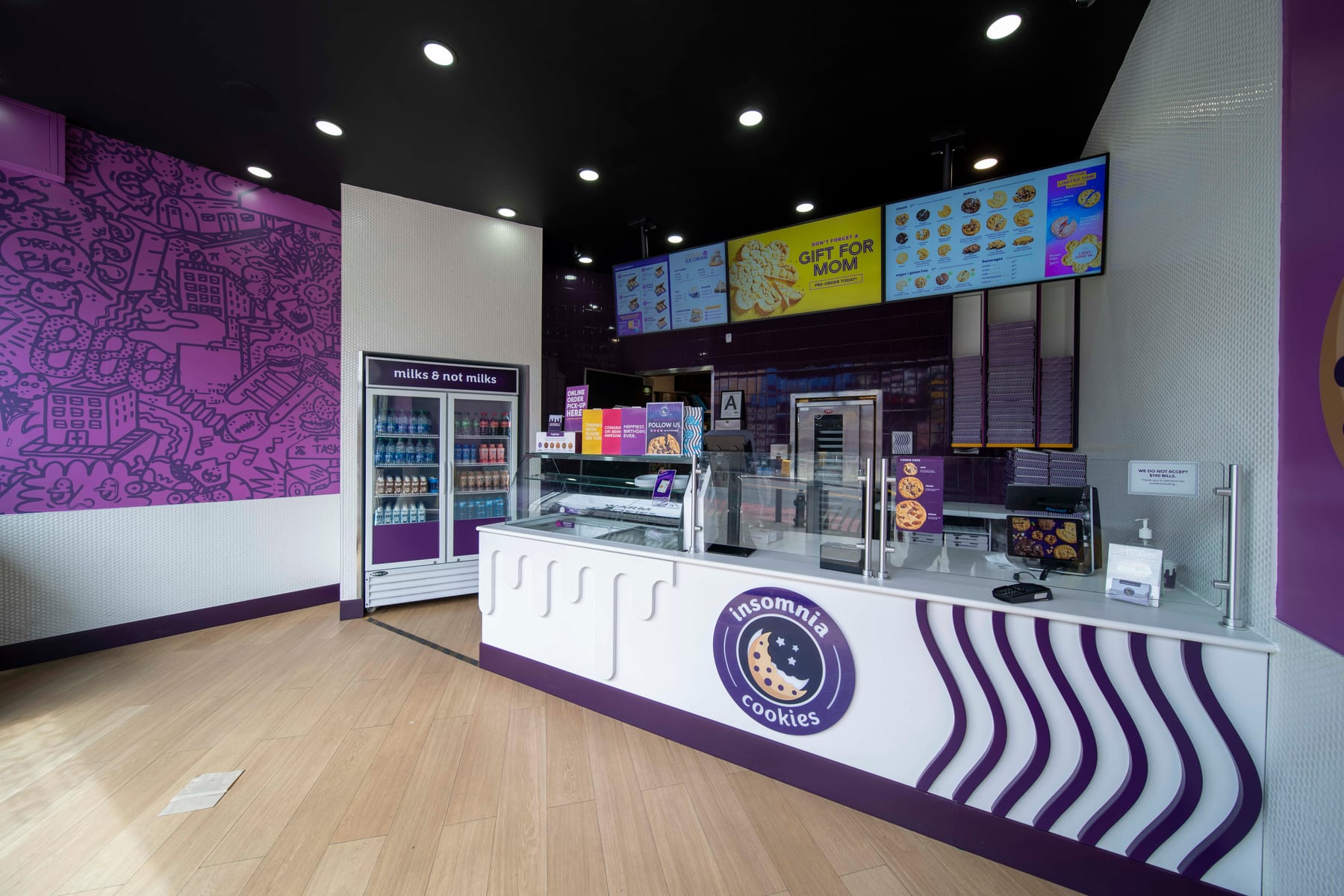 Insomnia Cookies in Bronx, New York, interior view 4, designed by Zelta Design