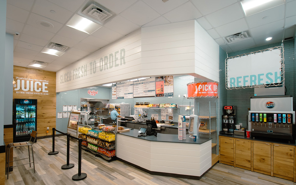Jersey Mike's in East Midtown, Manhattan, New York, interior view 2, designed by Zelta Design