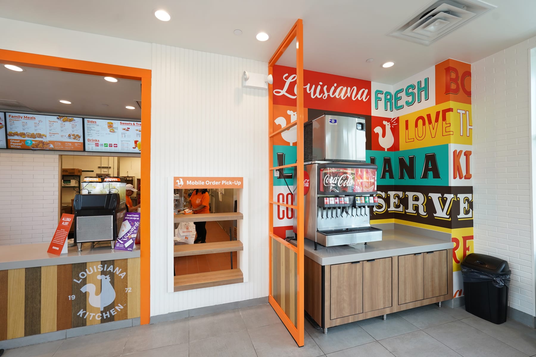 Popeyes in Staten Island, New York, interior view 2, designed by Zelta Design