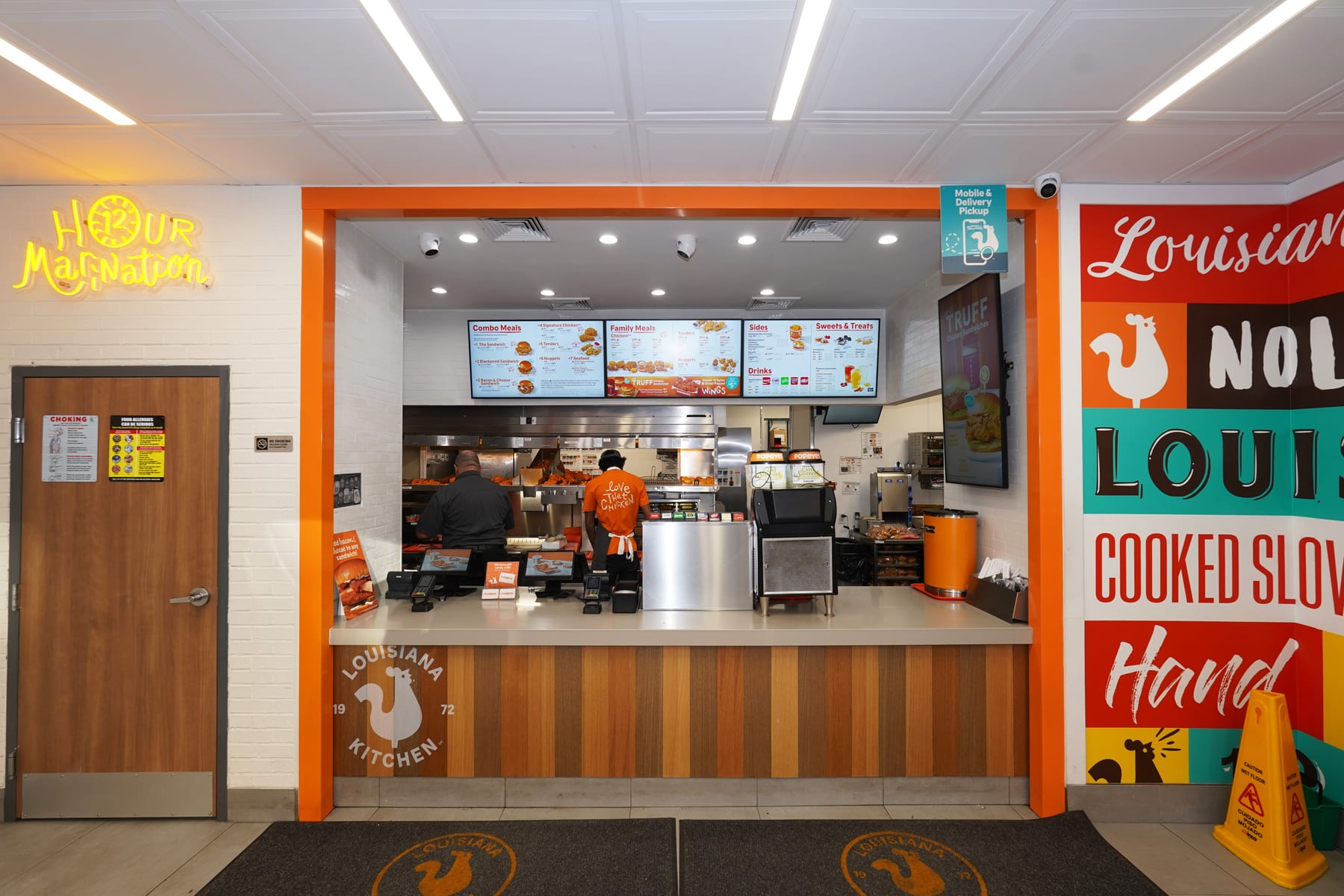 Popeyes in East Village, New York, interior view 2, designed by Zelta Design