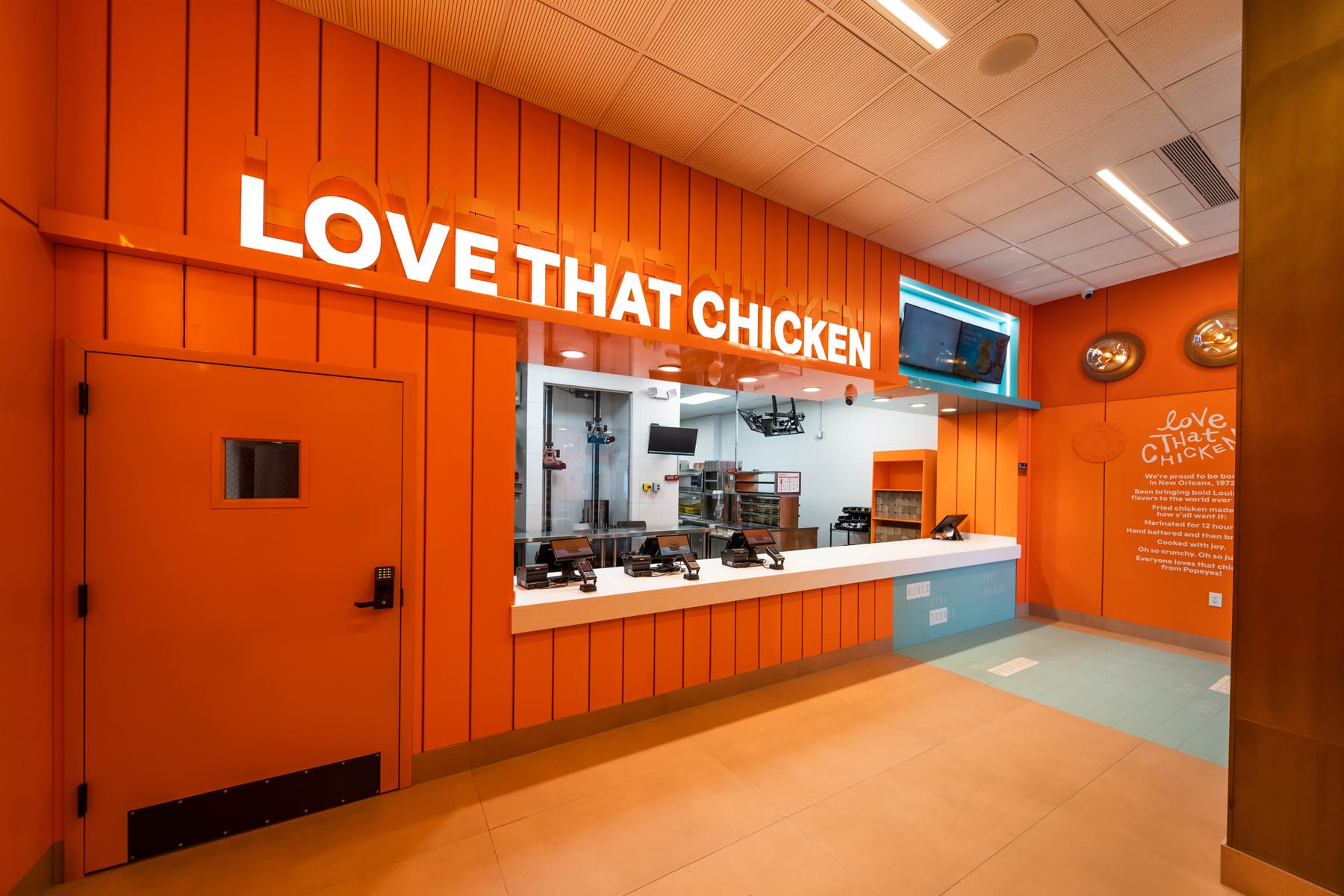 Popeyes in Times Square, New York, interior view 2, designed by Zelta Design