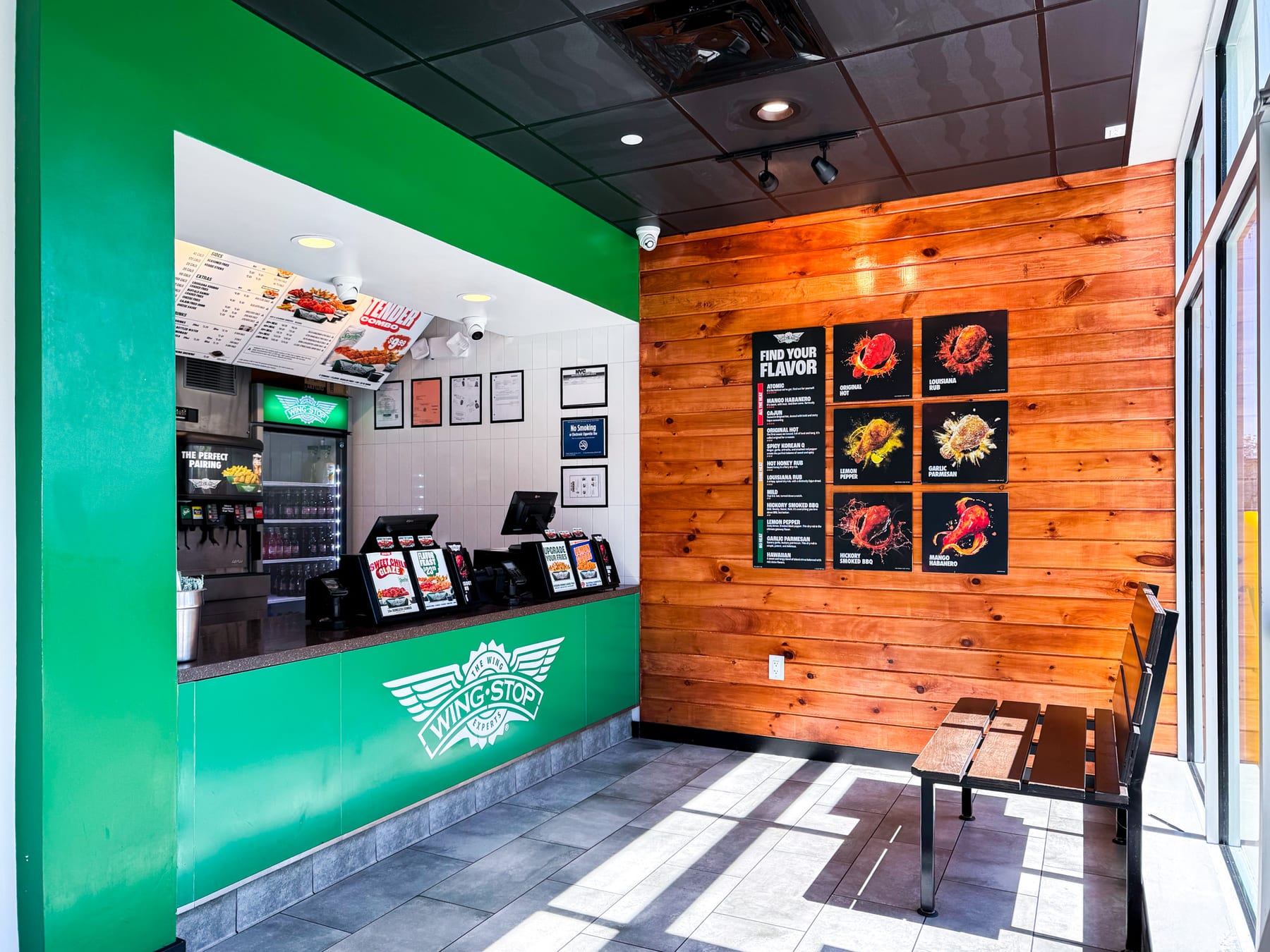 Wingstop in Staten Island, New York, interior view 2, designed by Zelta Design